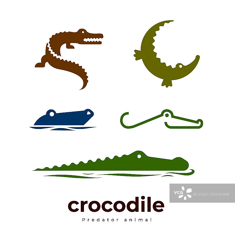 鳄鱼爬行动物标志集图片素材