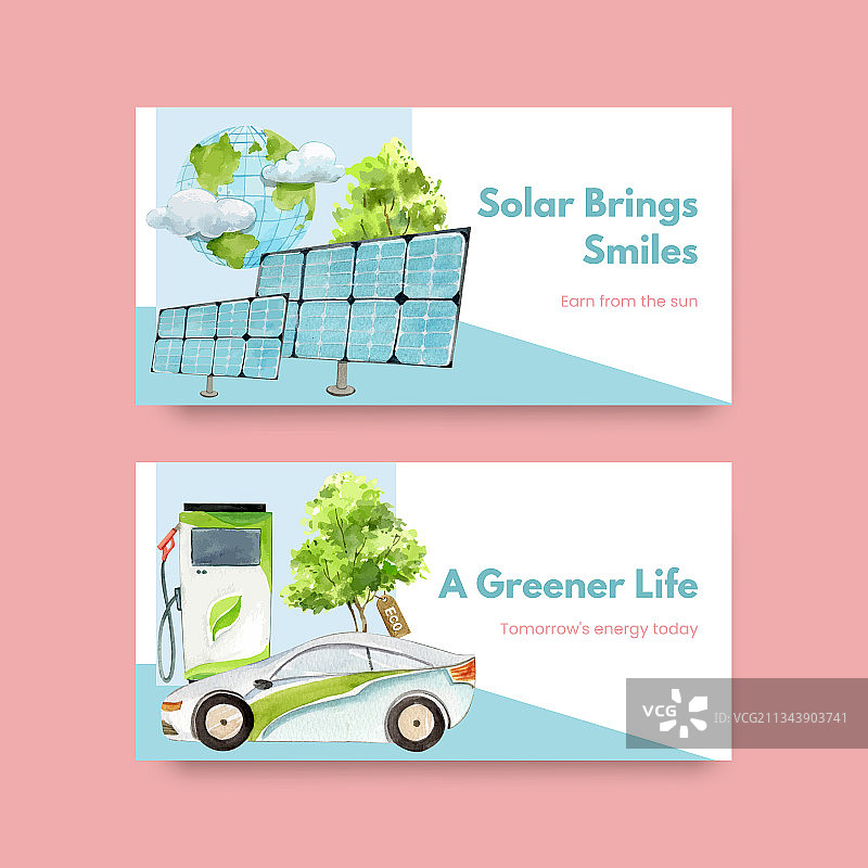 Twitter模板与绿色能源图片素材