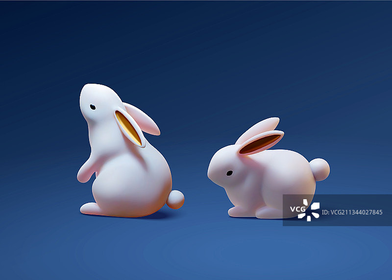 两只可爱三维白兔素材模型图片素材