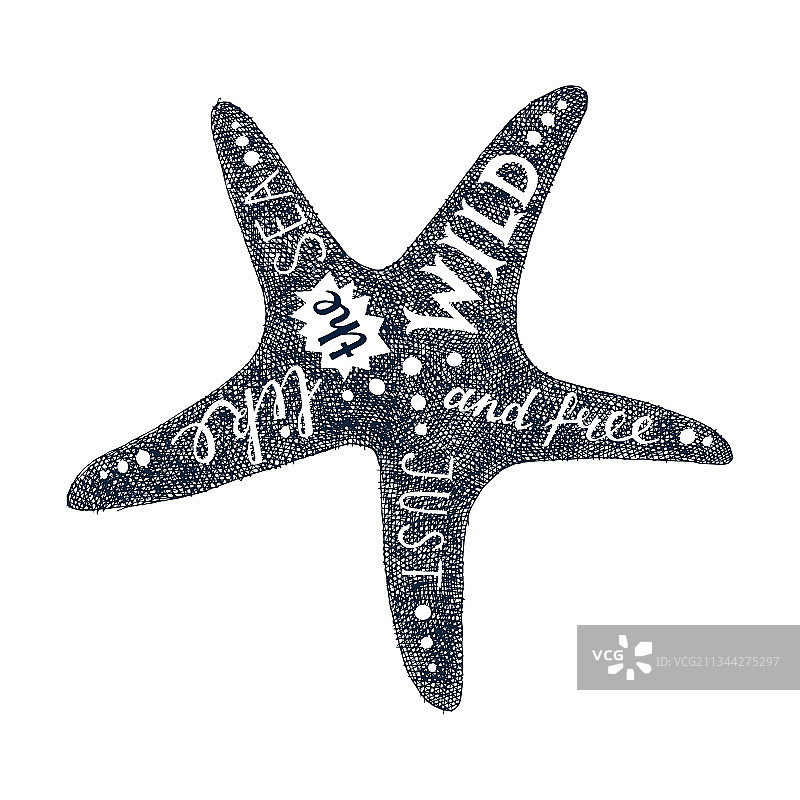 手绘的字母海星剪影图片素材
