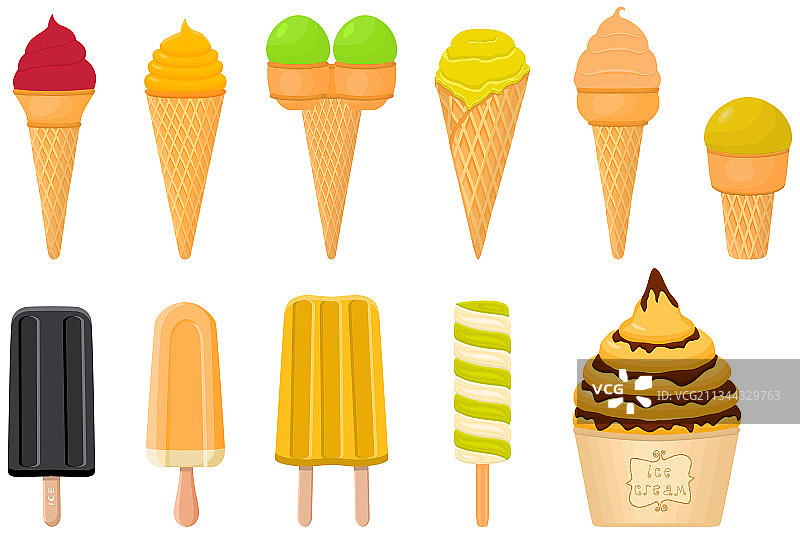 大kit冰淇淋，冰棒，不同类型的图片素材