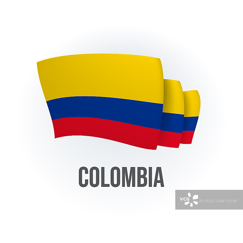 哥伦比亚国旗弯曲国旗哥伦比亚现实图片素材