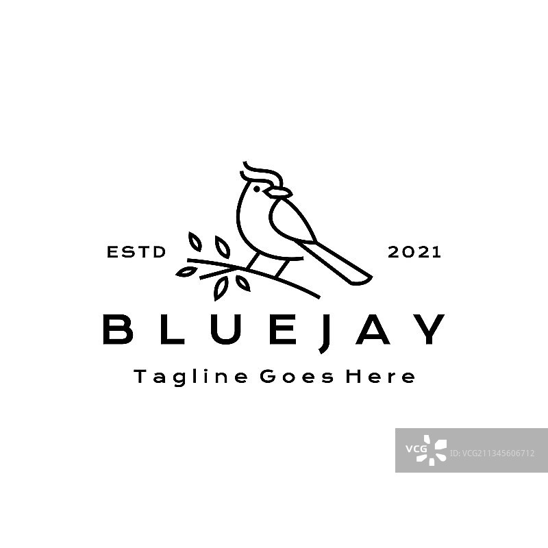 线艺术蓝鸟标志设计图片素材