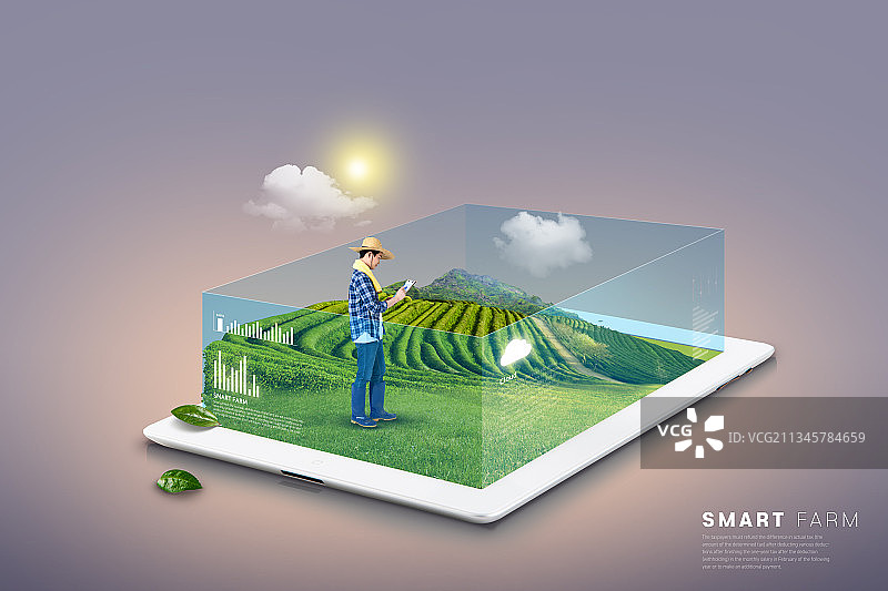 智能农场3d渲染图形，农业技术图片素材