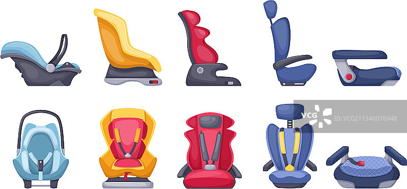 婴儿汽车座椅适用于不同年龄组0123图片素材