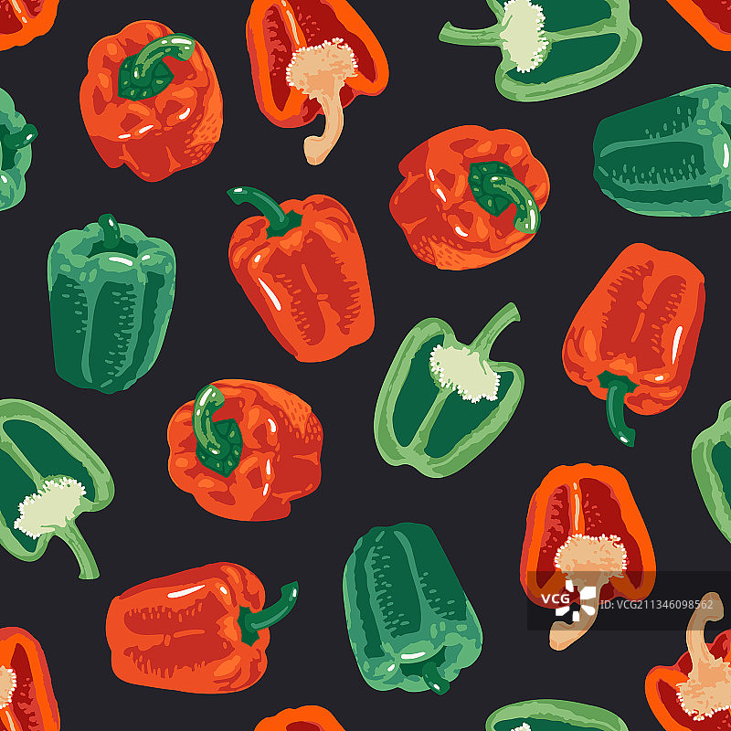 青椒与红椒的无缝花纹甜甜的图片素材