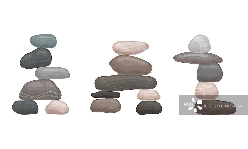 光滑的石头和鹅卵石相互平衡图片素材