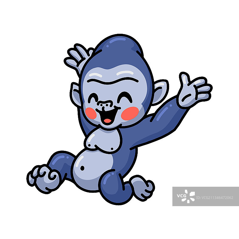 可爱的小猩猩卡通跳跃图片素材