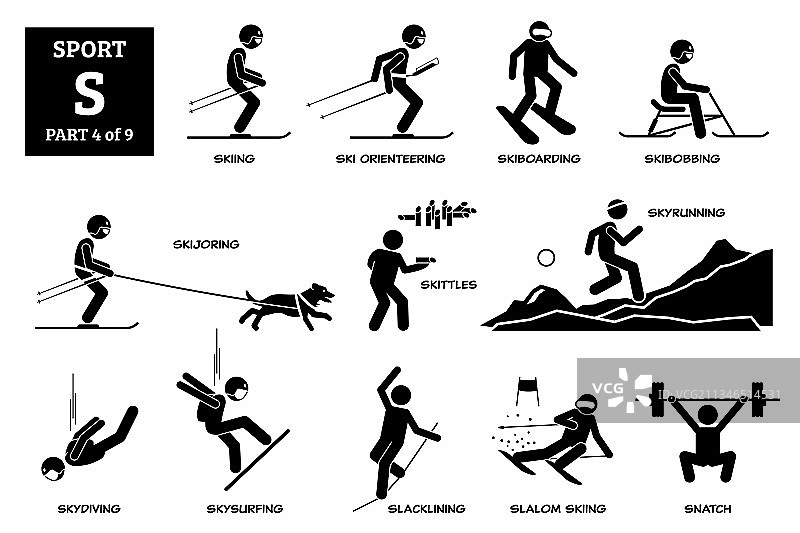 运动游戏字母表的图标象形文字滑雪滑雪图片素材