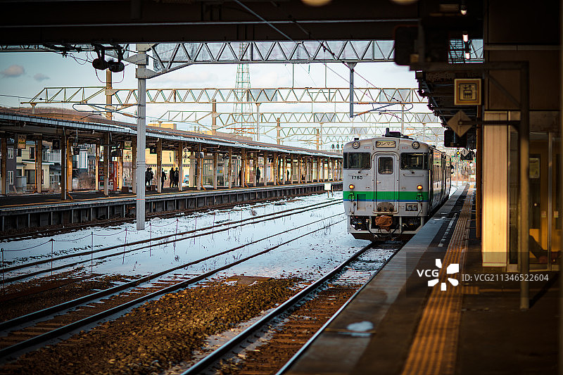 日本北海道室兰车站火车列车铁道铁路JR JREAST晴天冬季图片素材