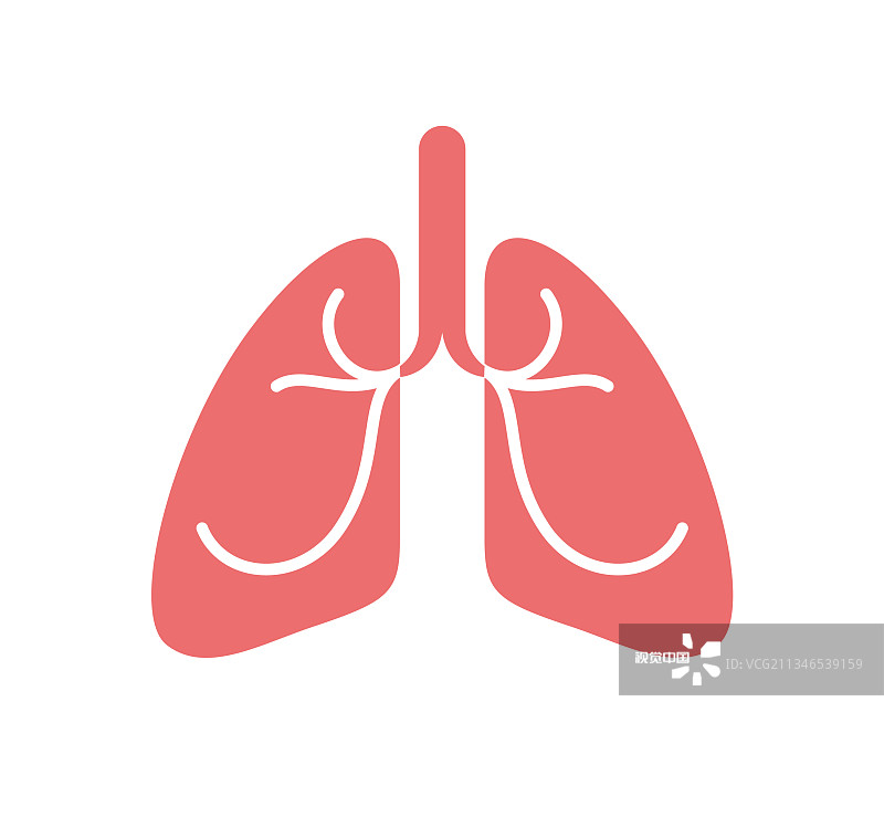 听诊器与肺简单图标分离完毕图片素材