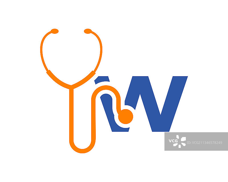 健康保健标志与w字母概念图片素材