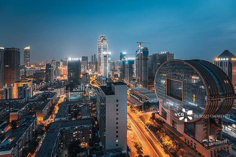 中国辽宁沈阳市城市夜景风光图片素材