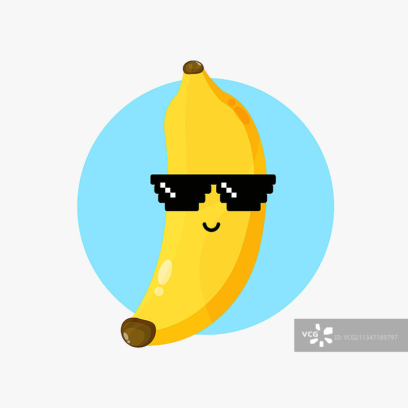 可爱的香蕉角色戴着像素眼镜图片素材