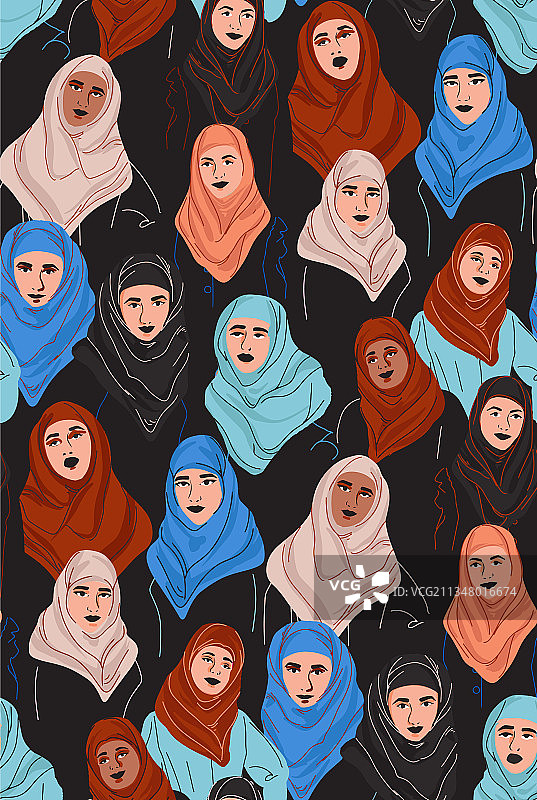 穆斯林多元化妇女戴头巾年轻的阿拉伯女孩图片素材