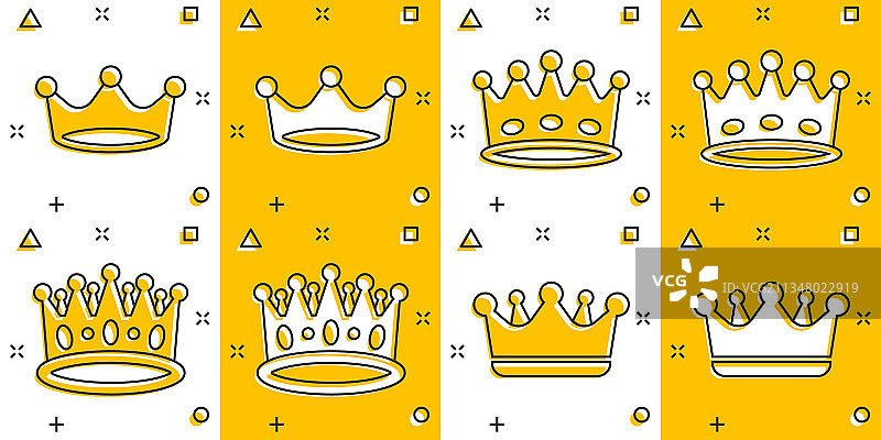 卡通皇冠皇冠图标设定在漫画风格图片素材