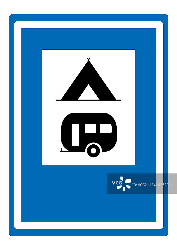 露营帐篷篷车蓝色标志图片素材