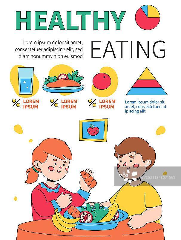 健康饮食-丰富多彩的平面设计风格海报图片素材