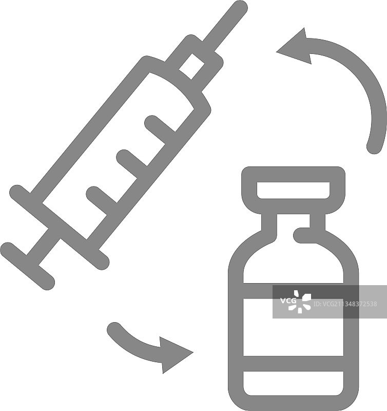 医疗注射器和疫苗安瓿线图标图片素材