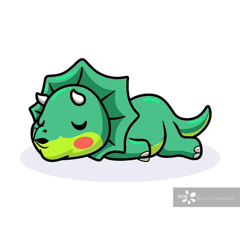 可爱的小三角龙恐龙卡通睡觉图片素材
