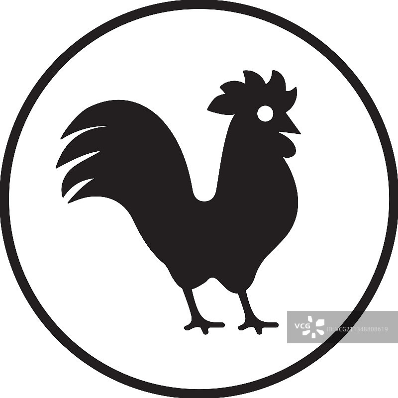 母鸡肉公鸡图标圆形黑色版本图片素材