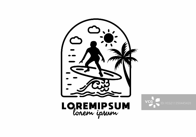 波浪冲浪线艺术与lorem ipsum文本图片素材