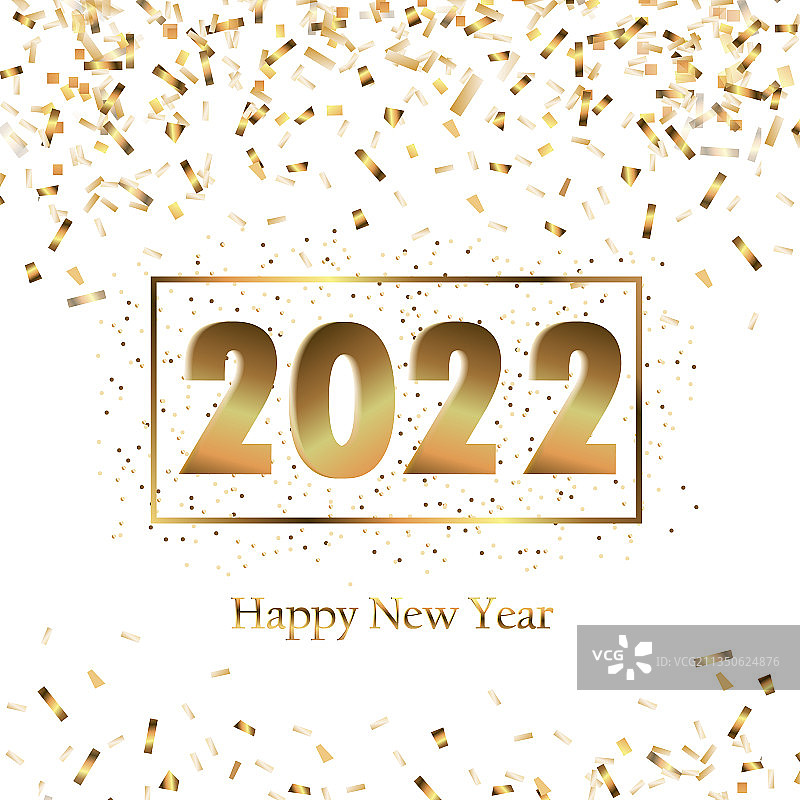 带金色纸屑的2022年新年快乐卡片图片素材