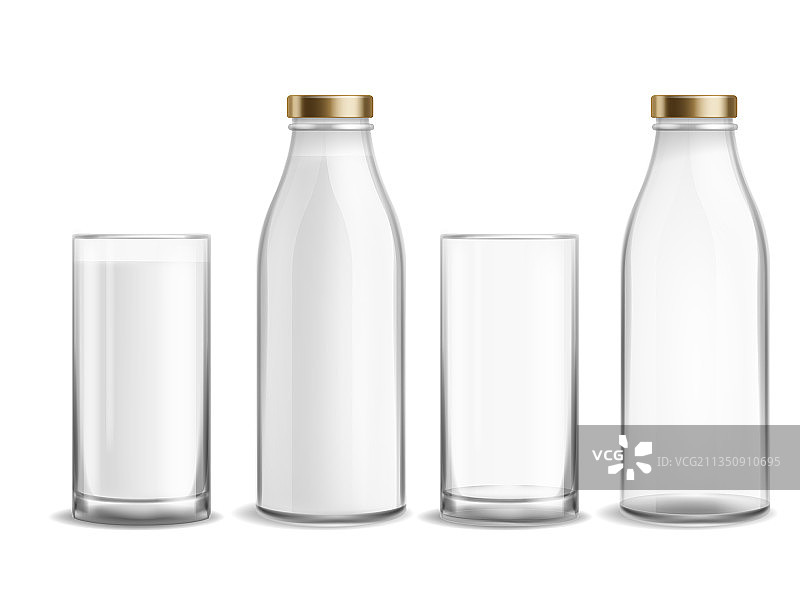 奶瓶和玻璃奶瓶，奶瓶逼真图片素材
