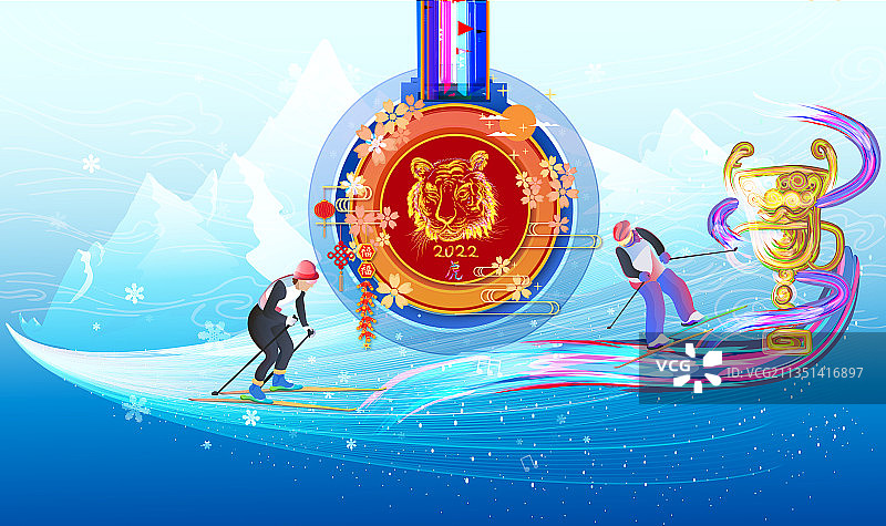 越野滑雪的滑雪运动运动竞技项目在春节进行图片素材
