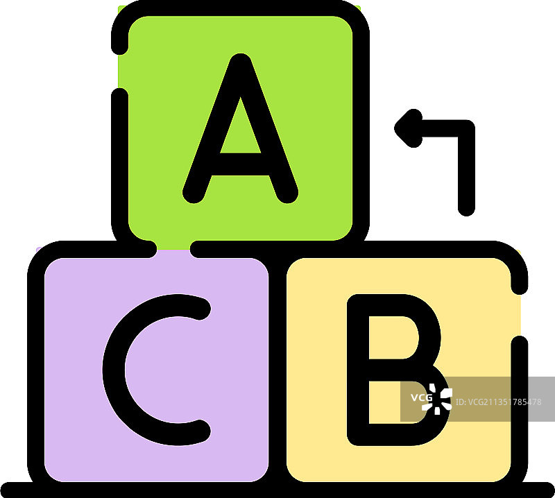 ABC立方体图标颜色轮廓图片素材