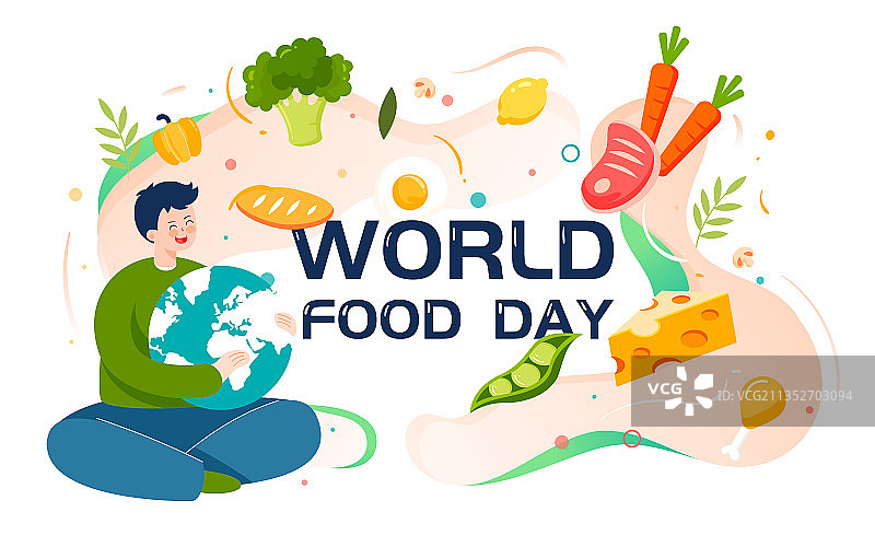 世界粮食日健康饮食插画绿色食品安全海报图片素材