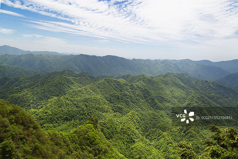 夏季高视角下的四川米仓山连绵群山图片素材