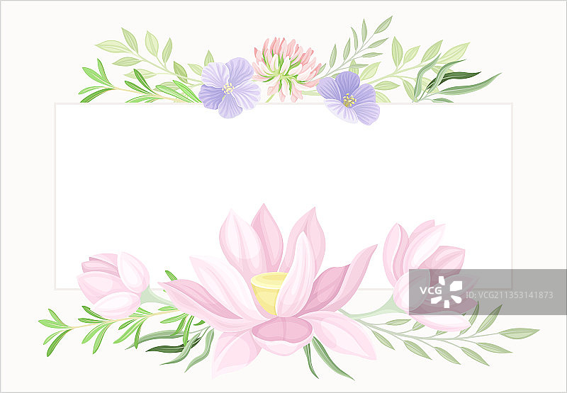 粉彩花卉框婚礼请柬图片素材