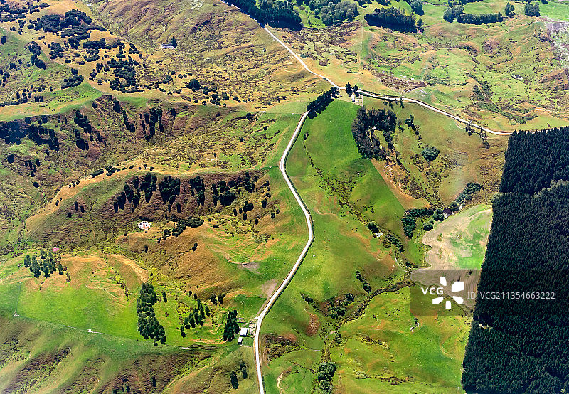 俯瞰新西兰南岛田园风光图片素材