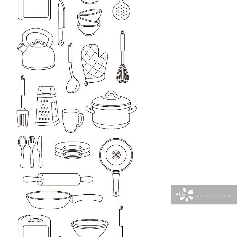 无缝模式与厨房用具烹饪图片素材