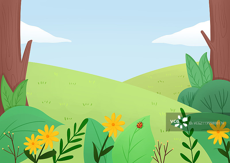 插画 春天 节气 惊蛰  植物 昆虫图片素材