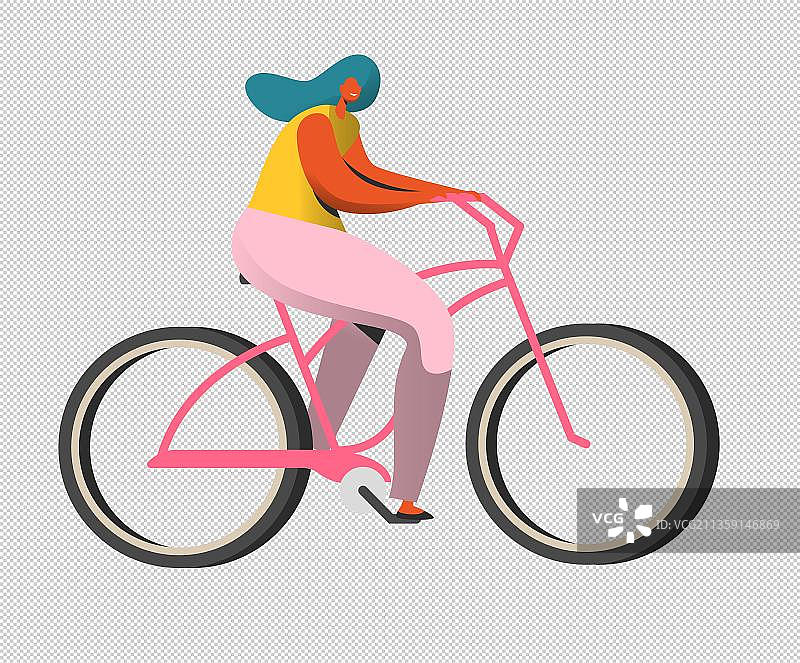 漫画风骑自行车的人物图片素材
