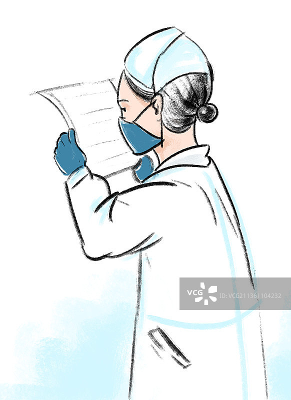 一个正在看检验报告的医生图片素材