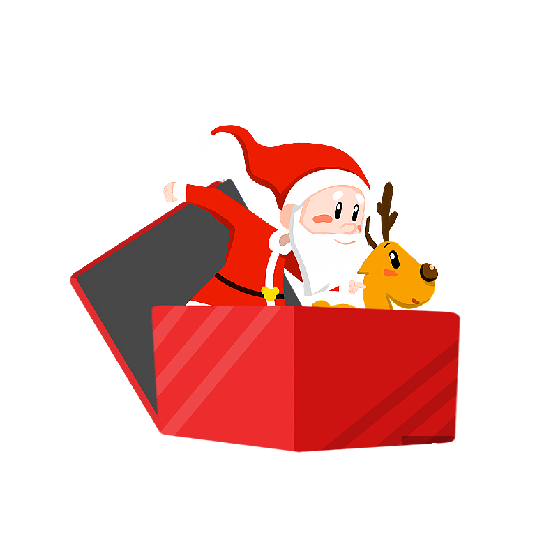 礼物盒中的圣诞老人或麋鹿图片素材