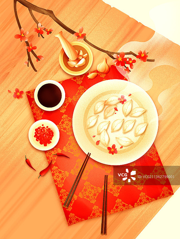 饺子，春节，节日，美食，插画图片素材