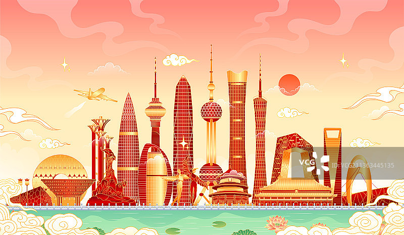 上海北京深圳广州地标建筑图片素材