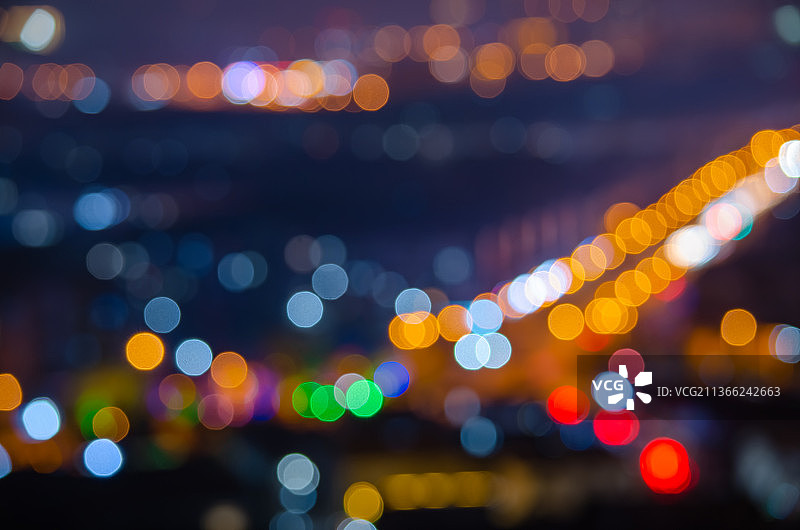 中国山东的城市夜景散景光斑效果图片素材
