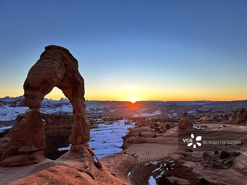 拱门国家公园，犹他州，日落时的岩石形成，格兰德县，美国，美国图片素材