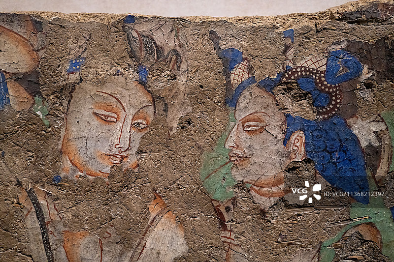 吉美博物馆新疆库车、拜城地区佛教洞窟壁画残片图片素材