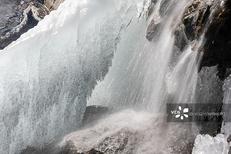 中国北方冬季山上壮丽奇美的冰瀑图片素材