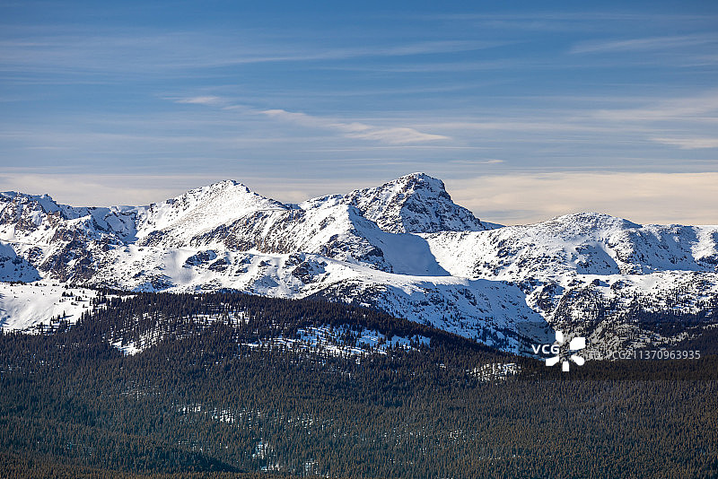 学院的山峰，雪山在天空下的风景图片素材