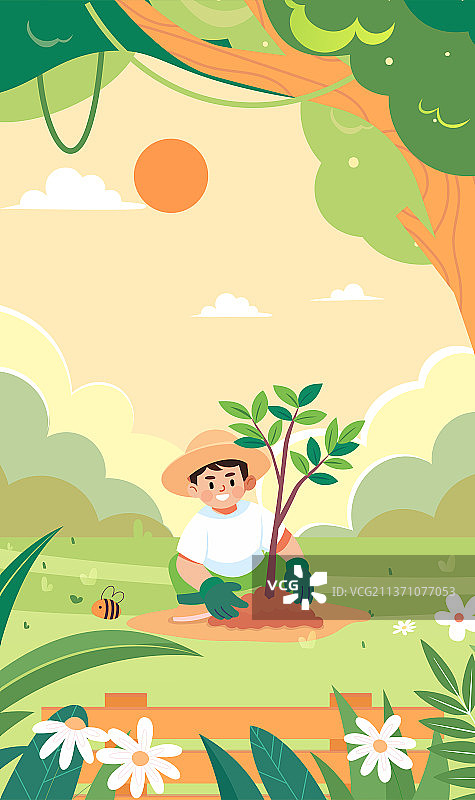 春天植树节插画图片素材