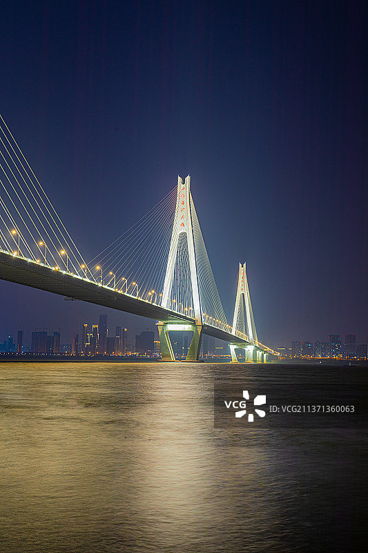 武汉二七长江大桥夜景图片素材