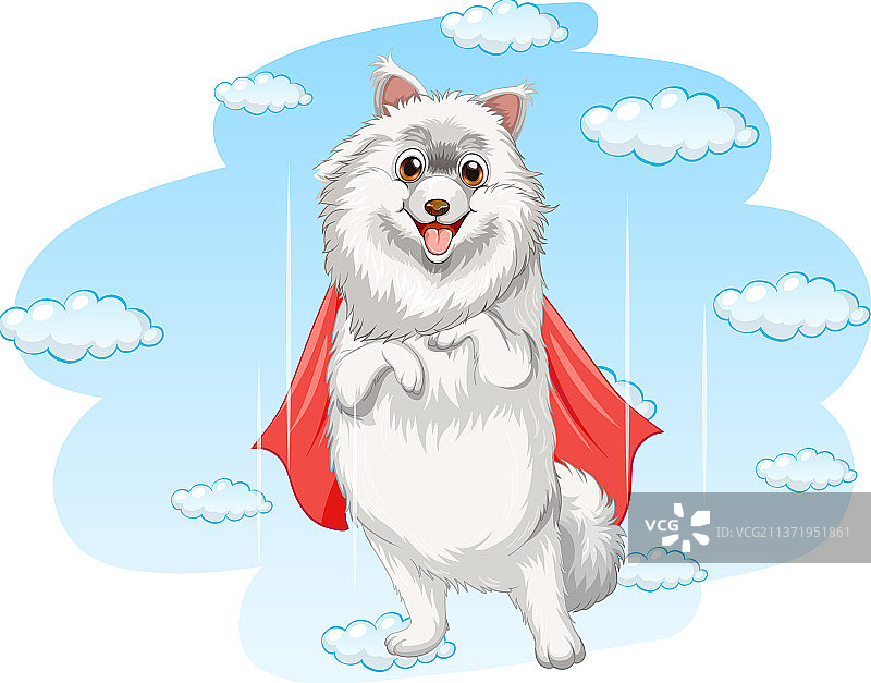 天空背景上的狗超级英雄图片素材