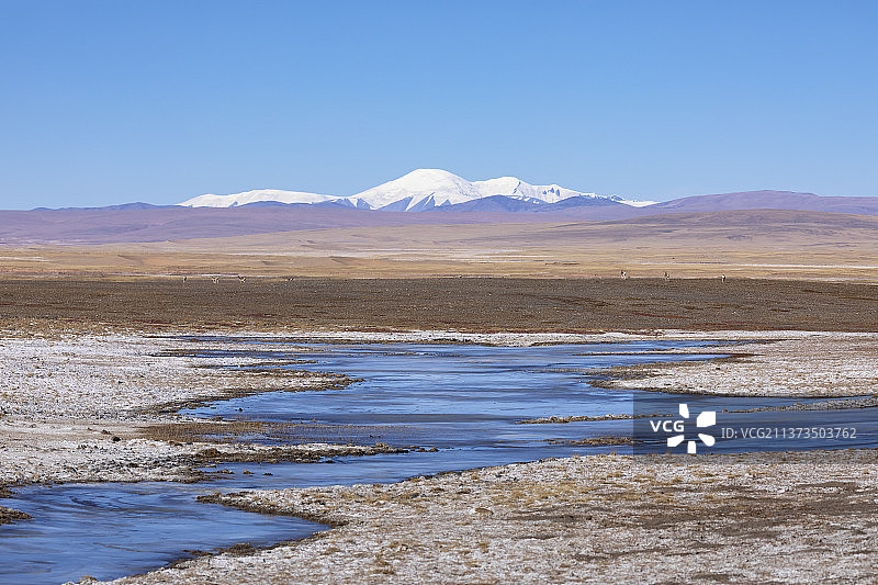 冬天的荒原，青藏高原的雪山与荒野图片素材